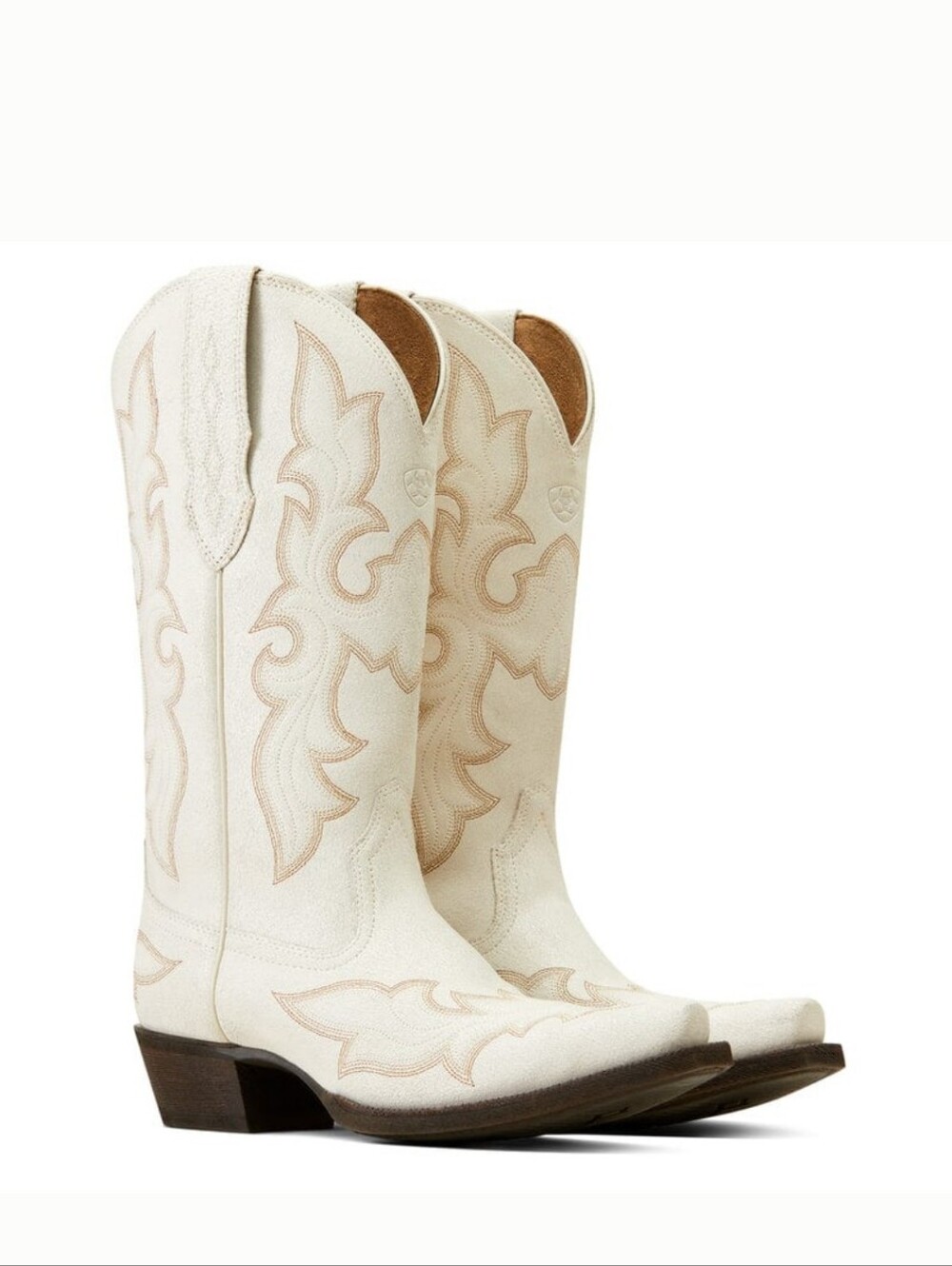 Ariat Cream Western Heeled Cowboy Boots with Brown Heel - Picture 16 of 16